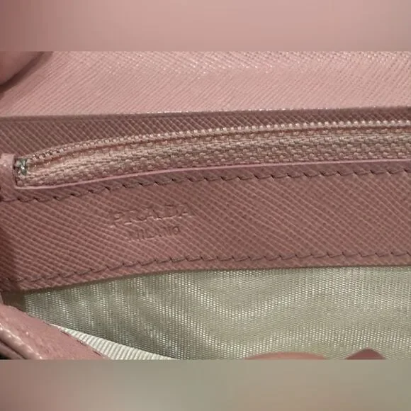 Prada Saffiano Leather Pink Continental Long Wallet Authentic - Picture 12 of 15